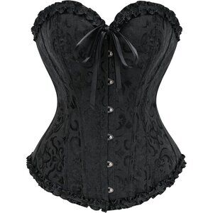 Women's Black Corset Tops Bustier Lingerie Lace Waist Push Up Bodysuit